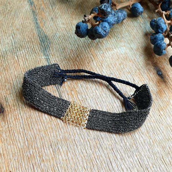 Marie Laure Chamorel sidabro apyrankė Ruthenium Gold Mesh 